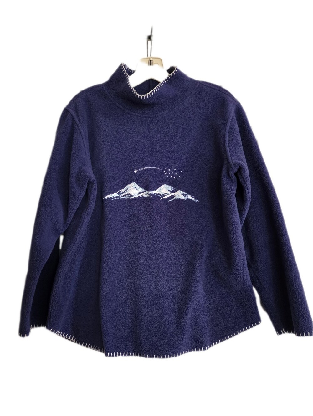 Coldwater Creek Purple Pullover Sweater Fleece Embrodiered Mountain Size Small